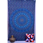 Turquoise Elephant Mandala Printed Tapestry