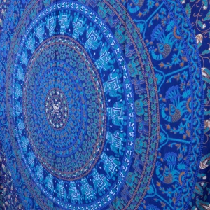 Turquoise Elephant Mandala Printed Tapestry - Image 3