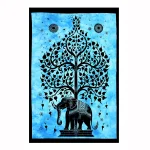 Turquoise Elephant Tree of Life Printed Wall Hanging - Image 2