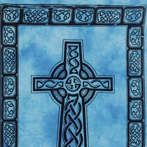 Turquoise Jesus Cross Wall Hanging Tapestry - Image 3