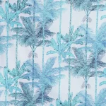 Turquoise Palm Tree Printed Running Cotton Fabric - Image 4