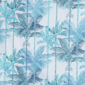 Turquoise Palm Tree Printed Running Cotton Fabric - Image 4