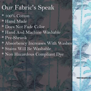 Turquoise Palm Tree Printed Running Cotton Fabric - Image 5