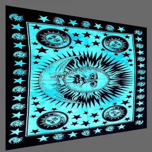 Turquoise Sun Moon Tapestry Handmade Wall Hanging - Image 3