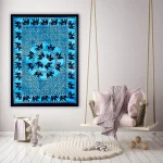 Turquoise Tapestry Elephant Mandala Print Poster