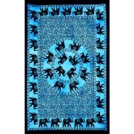 Turquoise Tapestry Elephant Mandala Print Poster - Image 2