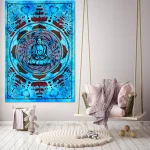Turquoise Wall Hanging Meditation Buddha Tapestry