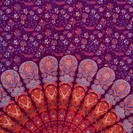 Violet Peacock Feather Mandala Printed Tapestry - Image 4
