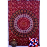 Violet Peacock Feather Mandala Printed Wall Hanging