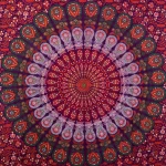 Violet Peacock Feather Mandala Printed Wall Hanging - Image 2