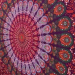 Violet Peacock Feather Mandala Printed Wall Hanging - Image 4