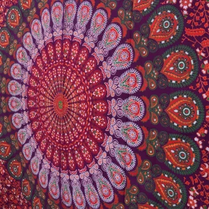 Violet Peacock Feather Mandala Printed Wall Hanging - Image 4