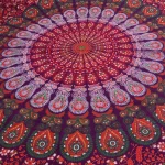Violet Peacock Feather Mandala Printed Wall Hanging - Image 3