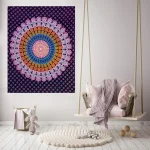 Violet Peacock Mandala Running Cotton Tapestry