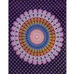 Violet Peacock Mandala Running Cotton Tapestry - Image 2