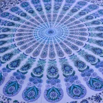 White Peacock Mandala Printed Tapestry - Image 4
