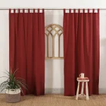 Wine Window Curtains, Door Cotton Curtains, Balcony Curtains - Image 2