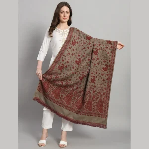 Women Beige Shawl, Winter Oversized Wool Stole - Image 3