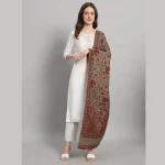 Women Beige Shawl, Winter Oversized Wool Stole - Image 2