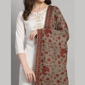 Women Beige Shawl, Winter Oversized Wool Stole - Image 5
