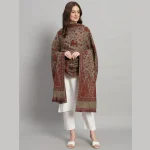 Women Beige Shawl, Winter Oversized Wool Stole - Image 4