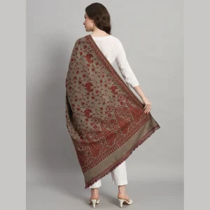 Women Beige Shawl, Winter Oversized Wool Stole - Image 7