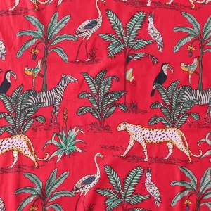Women Dressmaking Red Forest Print Voile Cotton Fabric - Image 4