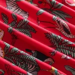 Women Dressmaking Red Forest Print Voile Cotton Fabric
