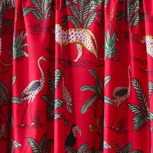 Women Dressmaking Red Forest Print Voile Cotton Fabric - Image 3