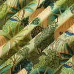 Women Green Dress Making Peacock Print Fabric