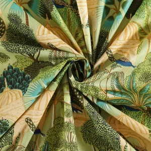 Women Green Dress Making Peacock Print  Fabric - Image 3
