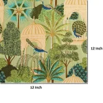 Women Green Dress Making Peacock Print Fabric - Image 5