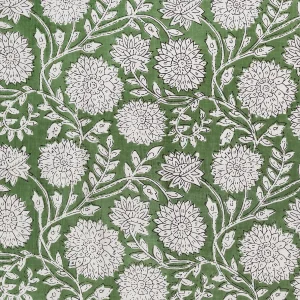 Women Green Floral Print Cotton Fabric - Image 4