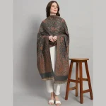 Women Grey Floral & Paisley Decor Wool Shawl