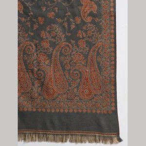 Women Grey Floral & Paisley Decor Wool Shawl - Image 7