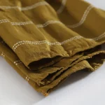 Women Long Cotton Linen Olive Green Scarf - Image 3