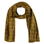 Women Long Cotton Linen Olive Green Scarf - Image 4