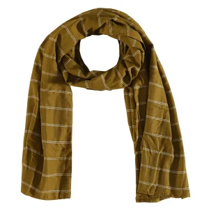 Women Long Cotton Linen Olive Green Scarf - Image 4