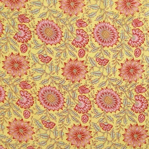 Women Yellow Floral Print Cotton Fabric - Image 4