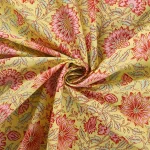Women Yellow Floral Print Cotton Fabric - Image 3