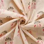 Women's Peach Floral Print Cotton Fabric