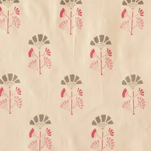 Women's Peach Floral Print Cotton Fabric - Image 4