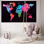 World-Map Printed Rectangle Tapestry