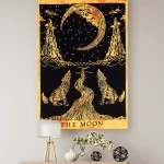 Yellow Crying Wolf Moon Cotton Poster