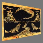Yellow Crying Wolf Moon Cotton Poster - Image 3