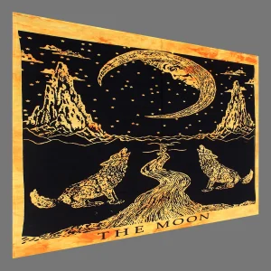 Yellow Crying Wolf Moon Cotton Poster - Image 3