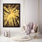 Yellow Dark Forest Painted Cotton Small Wall Tapestry