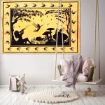 Yellow Fairy land Tapestry Mushroom Wall Hanging