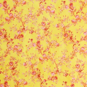 Yellow Floral Print Cotton Fabric Dress Material - Image 4