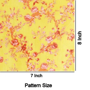 Yellow Floral Print Cotton Fabric Dress Material - Image 5